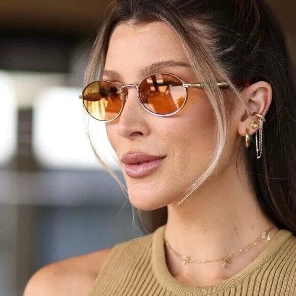 PRADA PR 65ZS ZVN02Z Pale Gold Orange Lenses Sunglasses Unisex AUTHENTIC